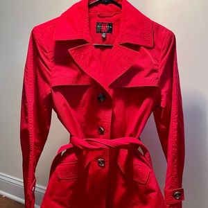 Gallery Petite Double Breasted Belted Jacket - Red